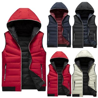 Winter Youth Hooded Solid Zip Cardigan Vest Double Sided Plus Oversize