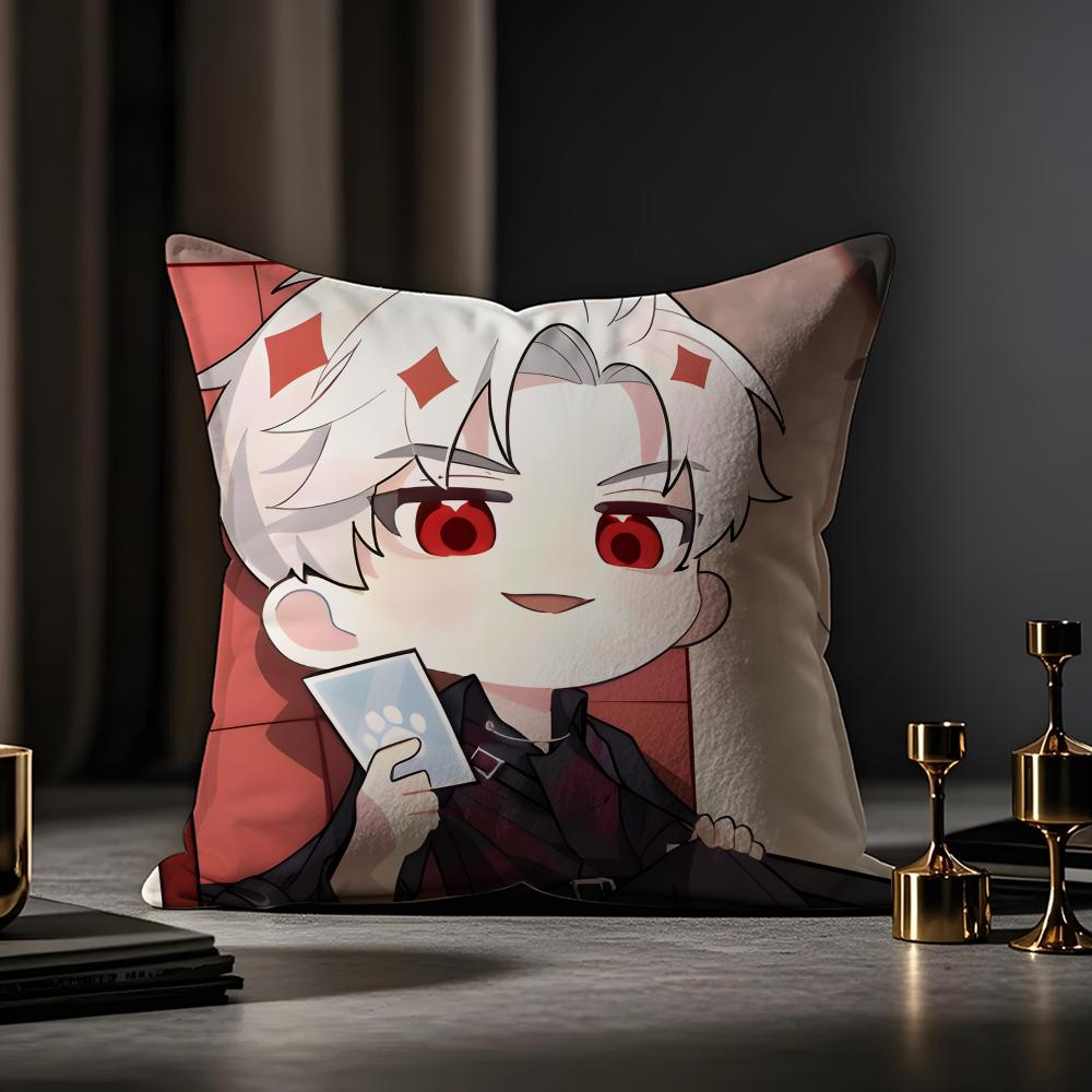 Love and Deepspace Sylus chibi Cushion Cover Case Antidustmite Pillowcase Invisible zipper silky short plush Sofa cushion cover