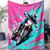 Neon Motocross Rider Art Blanket EyeCatching Energetic Throw for Bedroom Sofa Extreme Sports Fans Ideal for Leisure Decor