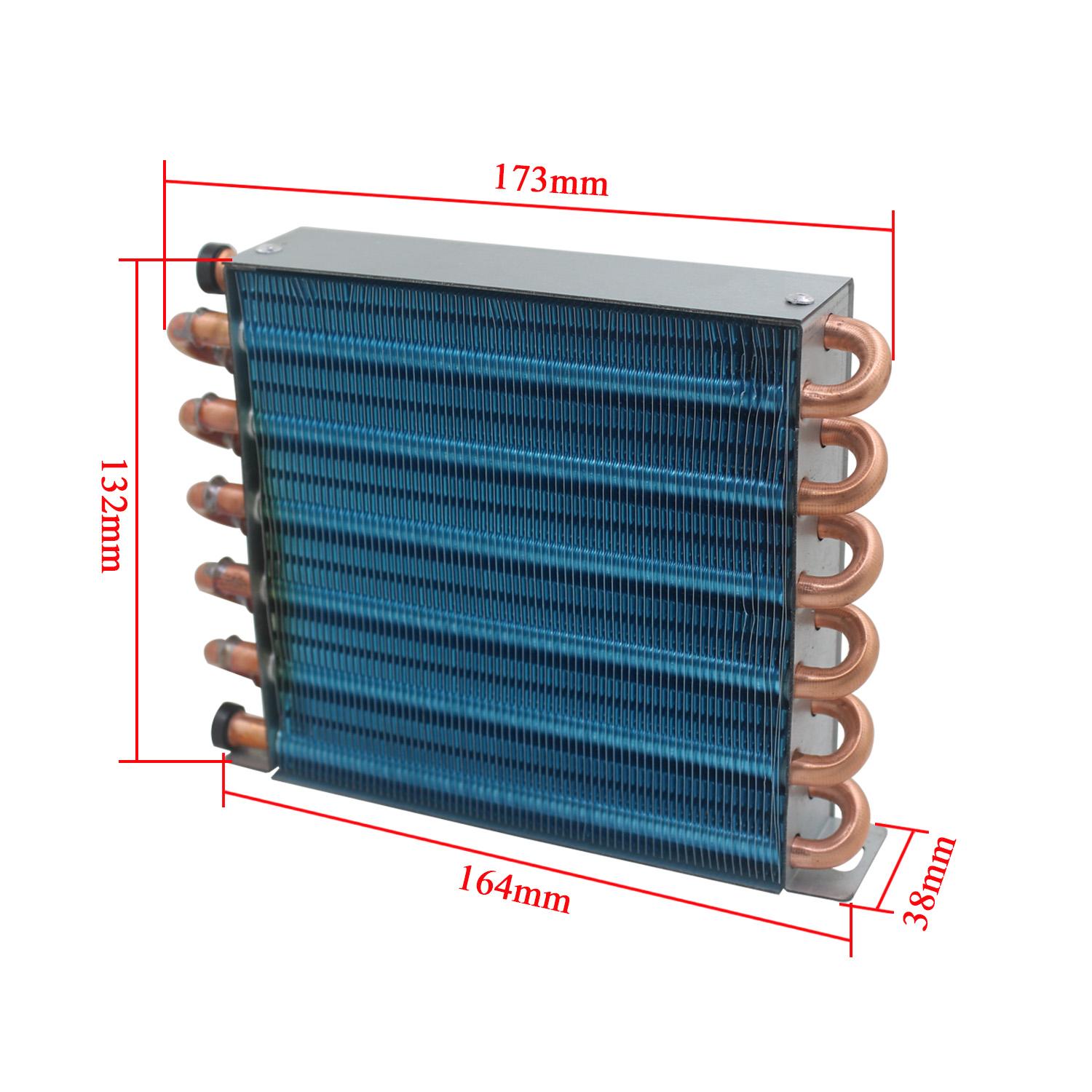 Small shell condenser radiator refrigerator freezer water-cooled aluminum fin and copper tube heat exchanger with fan air-cooled 164x173