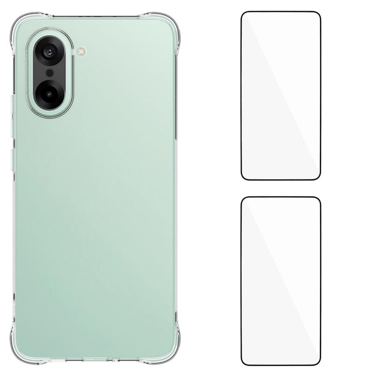 

Для OnePlus Nord CE5 5G/Ace 5 Racing 5G TPU чехол WANLONFENG WL2 Серии 2.0 мм Чехол для телефона с 2 шт. Защитные пленки из закаленного стекла Transparent