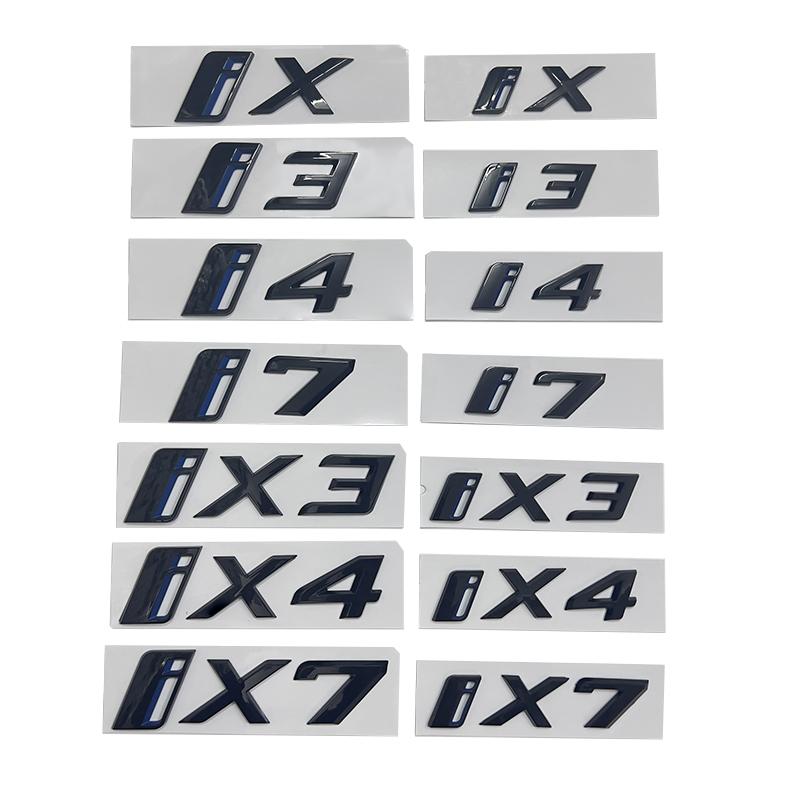 3D Letters Emblem Badge Car Rear Trunk Logo Sticker for BMW iX I3 I4 I7 iX3 iX4 iX7 Glossy Black Accessories