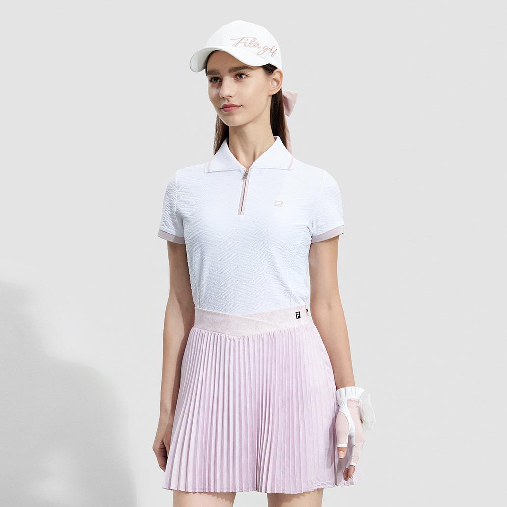 Fila 2023 Autumn New Knit Short Sleeve Polo Shirt Professional Golf Sports Top Women Tops Jade-White A11W335103FWT