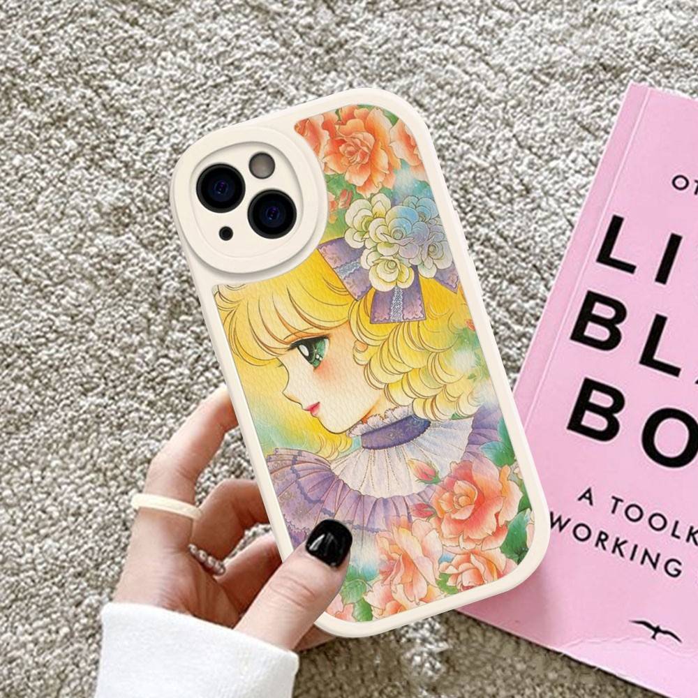 Manga Candy Phone Case For IPhone 16 15 14 13 12 11 Pro Max Plus Leather Soft Cover