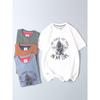 Fashionable Vintage Printed Round Neck Short-Sleeve Men's T-Shirt Made of Washed Cotton for Export