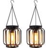 Solar Wrought Iron Lantern Light: Retro Mesh Pendant for Outdoor Garden, Courtyard, and Balcony Ambiance.