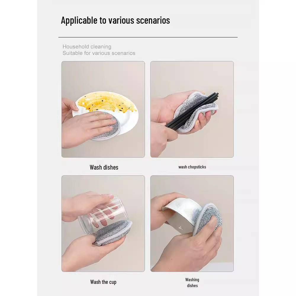 Double-Sided Scouring Pad: Thick Sponge Scrubber for Stain Removal & Dishwashing