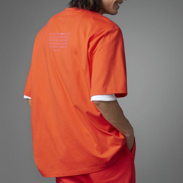 Adidas Solid Color Crew Neck Loose Short Sleeve T-Shirt Unisex Tops Bright-Red IL8294