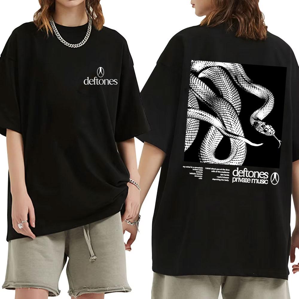 Rock Band Deftones Private Music Snake Graphic T Shirt Unisex Women Clothing Alternative Heavy Metal Oversized Short Sleeve T-shirt