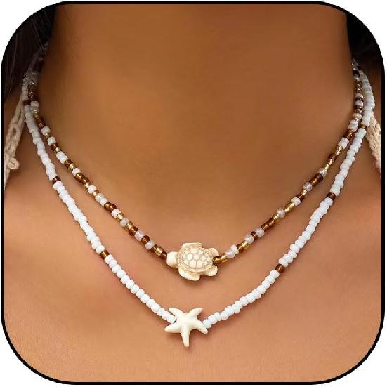 Choice of All Shell Necklace for Women Ocean Jewelry Seashell Starfish Beaded Choker Necklaces Beach Vacation Essentials Holiday Jewelry Fashion