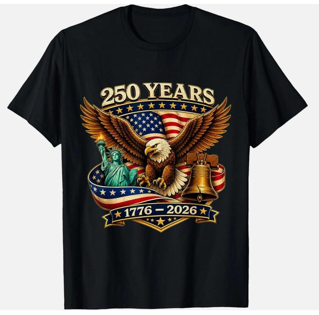 250th Anniversary USA 1776 2026 Patriotic Eagle 4th of July Christian T-Shirt L