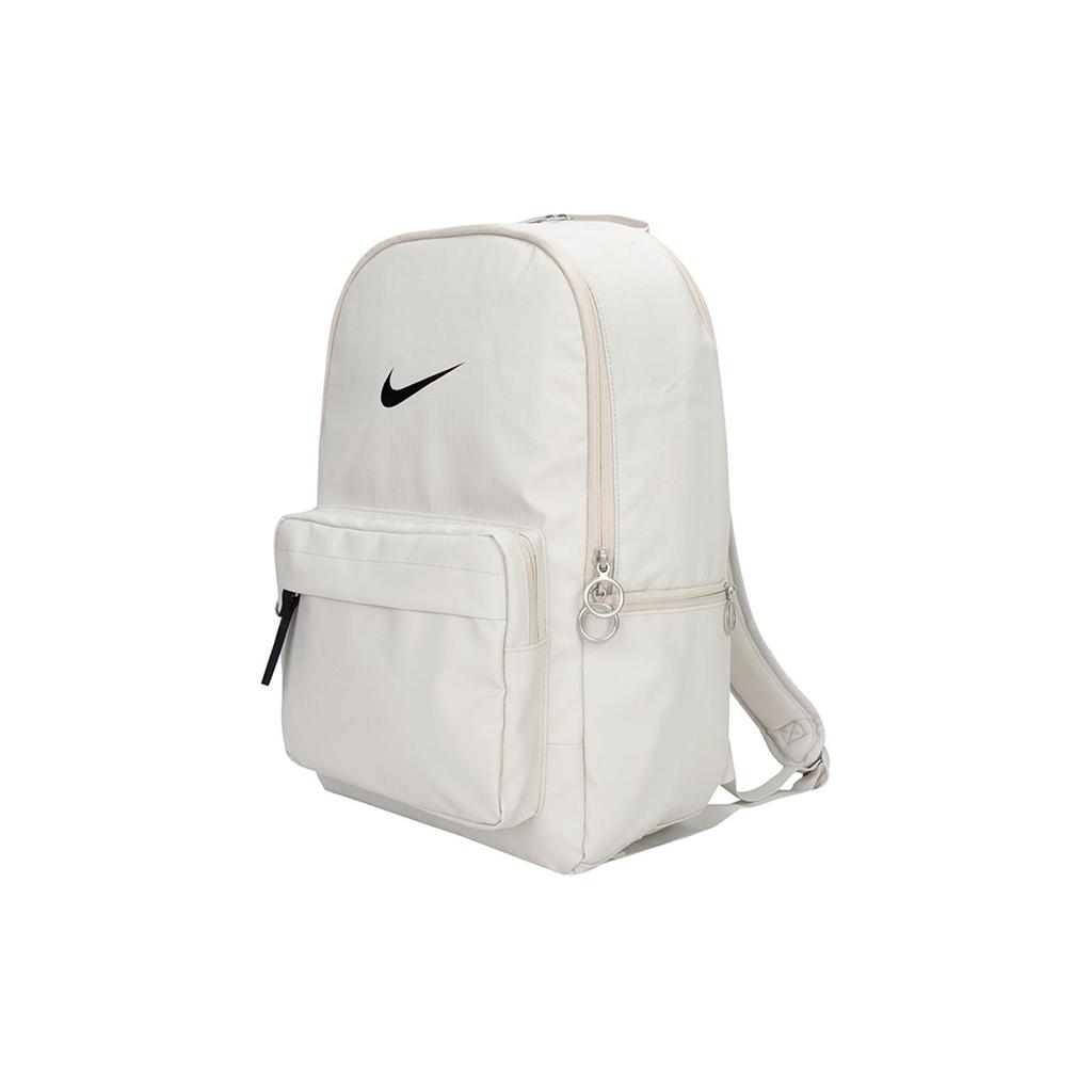 Nike Logo Casual Solid Color Zipper Fabric Backpack Medium Unisex Backpacks Light-Bone Black DN3592072