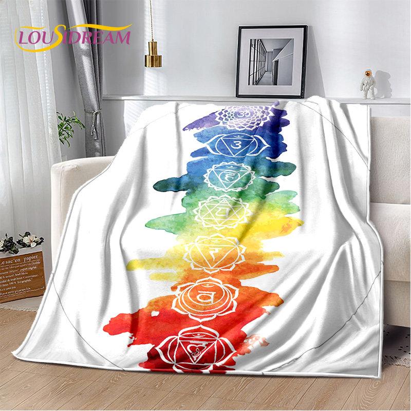 Rainbow 7 Chakra Mandala Bohemia Soft Plush Blanket,Flannel Blanket Throw Blanket for Living Room Bedroom Bed Sofa Picnic Cover