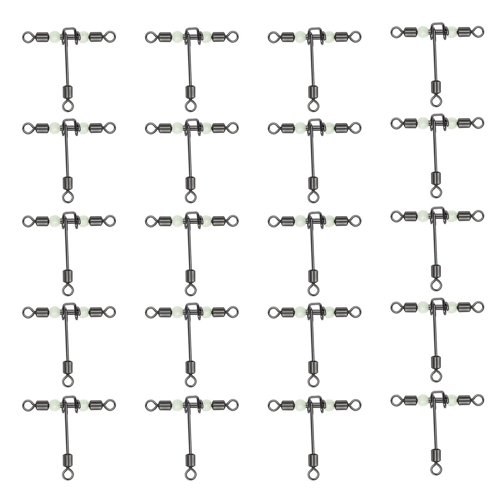 20Pcs Fishing Swivels Rig Swivels Fishing Tackle Line Swivels Rolling Swivels with Glow Beads