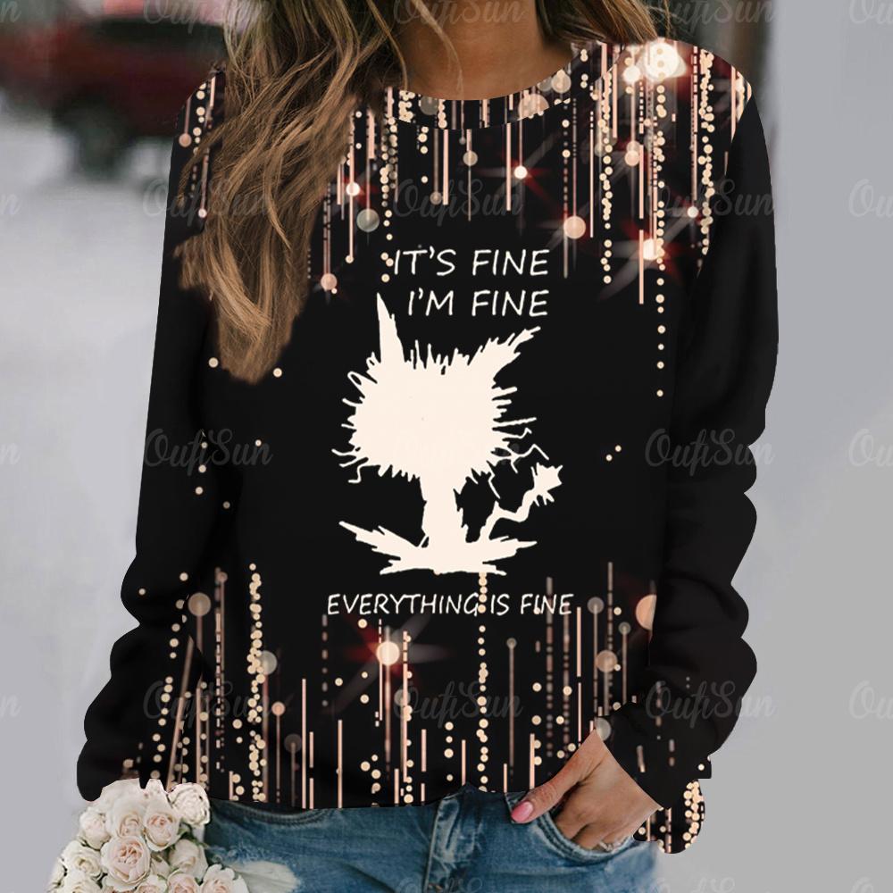 

Хлопковая футболка с принтом котенка для женщин, пуловер в стиле Харадзюку с круглым вырезом, осенняя женская одежда большого размера с длинными рукавами, женская повседневная одежда 6XL