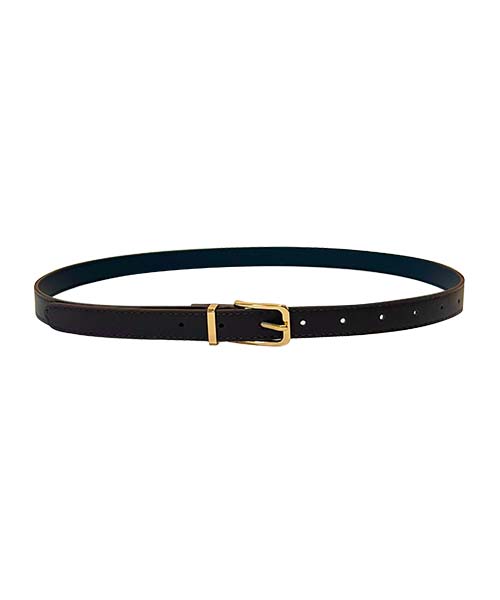 PLUNASTUDIO Classic Basic Slim Leather Belt_Brown