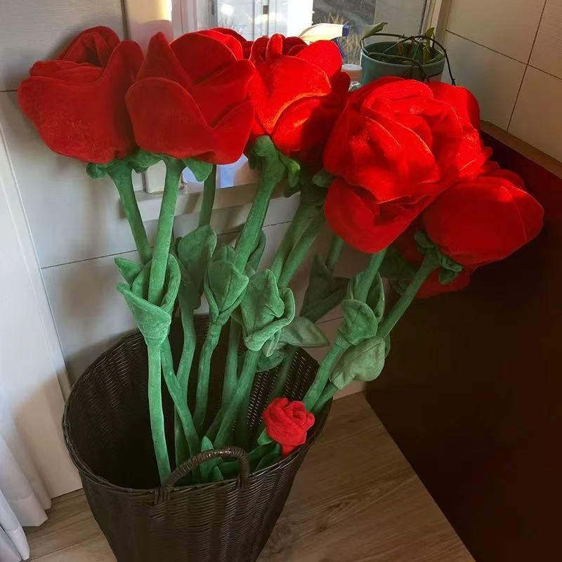 85cm Plush Rose Flower Stuffed Flower Bendable Stems Plush Bouque Soft Rose Flower 2026 Mother's Day Valentine's Day Gifts