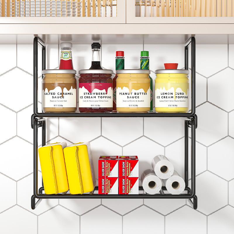2layer Kitchen Under Cabinet Rack Storage Shelf Tissue Cup Holder Closet Desk Hanging Rack Hollowed Rack