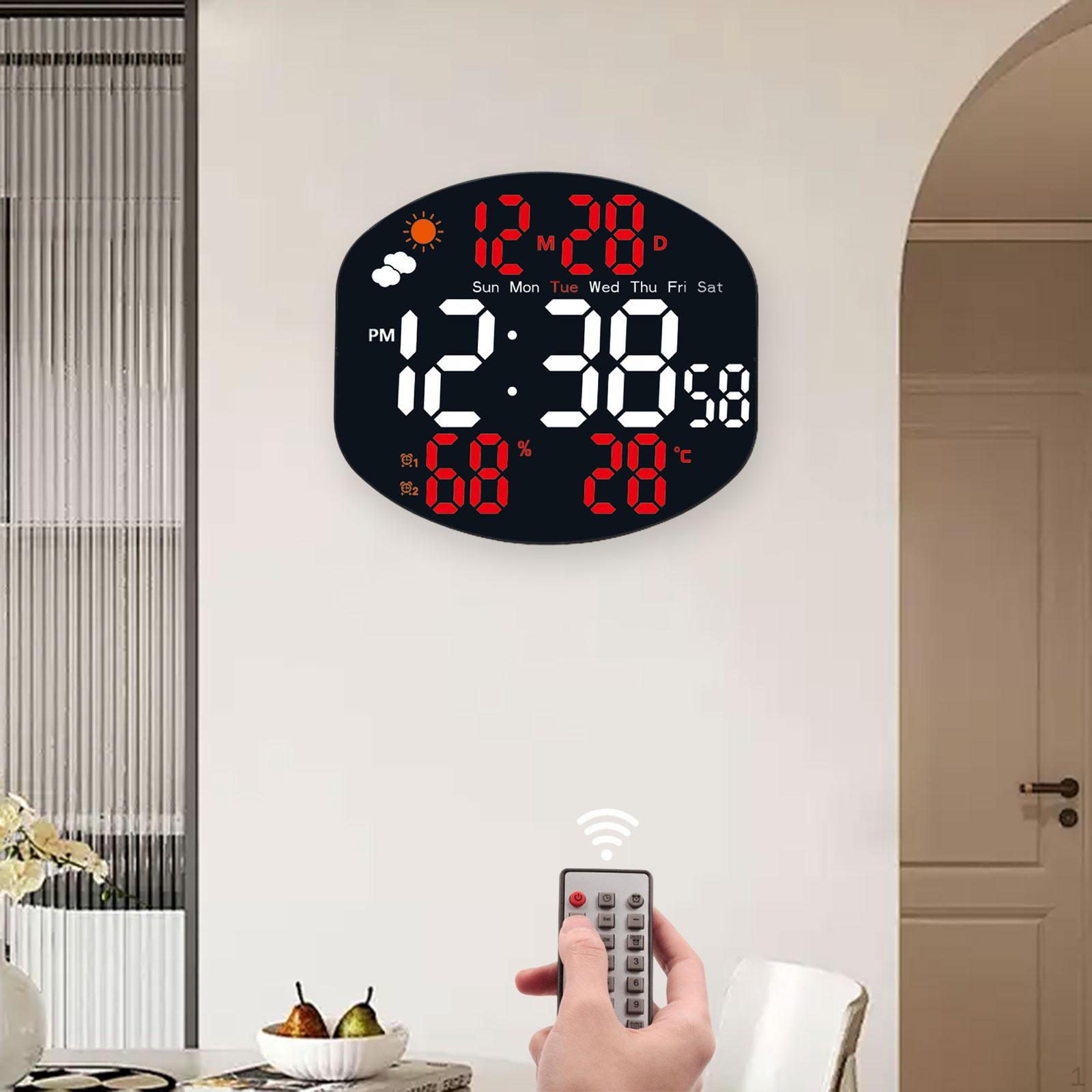 

Digital Wall Clock Alarm Timer Multifunctional Decoration Fashion with Controller Desktop for червоний
