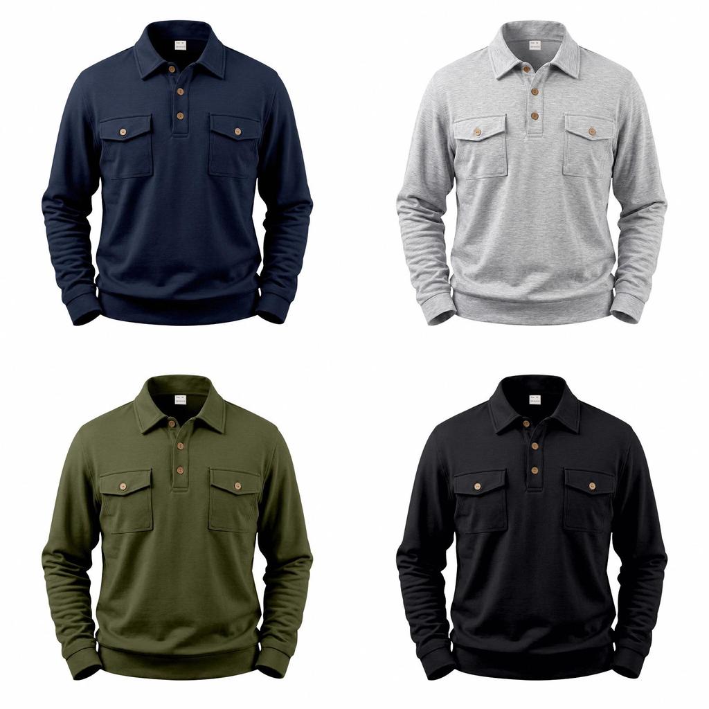 Polo Shirt For Men Polyester Long Sleeve Casual Fashion Urban Style For Spring Autumn