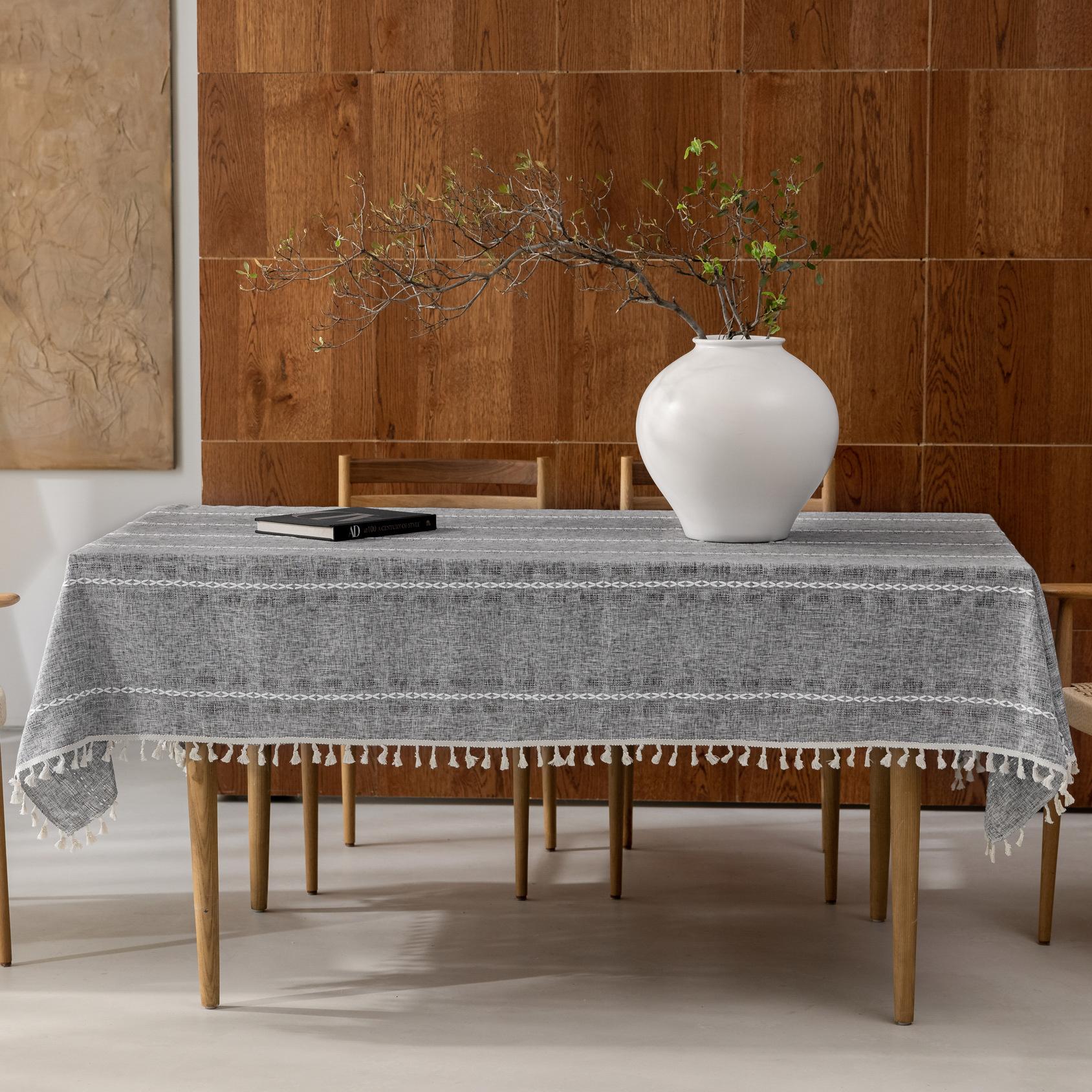 

Скатертина Проста Китиця Вечірка Свято Декор Домашній Текстиль Смуга Однотонна Однотонна Платформа Огай Тканина 110*170cm