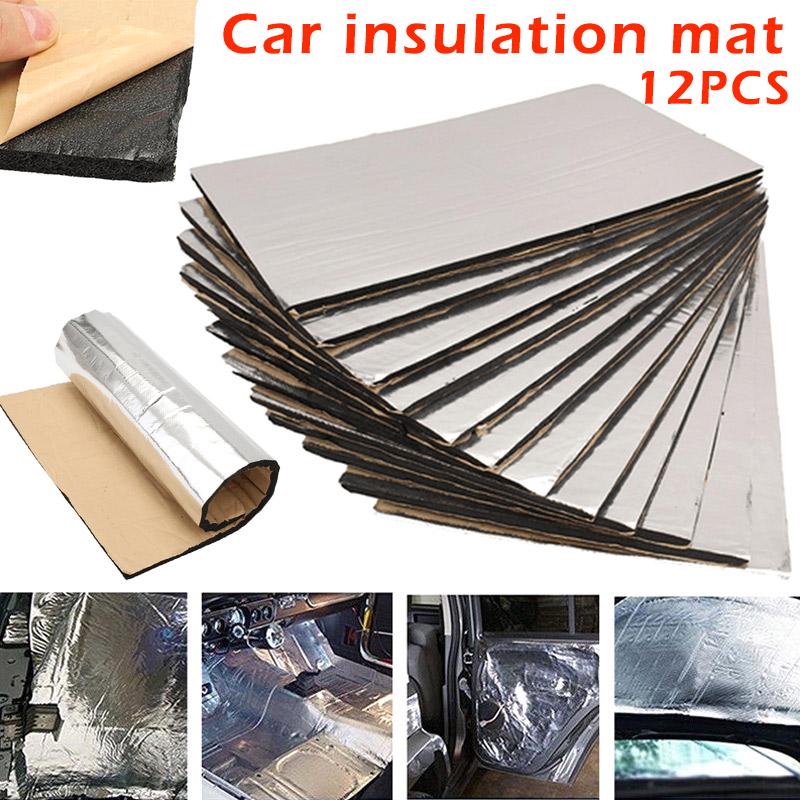 12Pcs 5mm Silver Car Soundproofing And Thermal Insulation Pads For Doors Roofs Firewalls Engine Bays