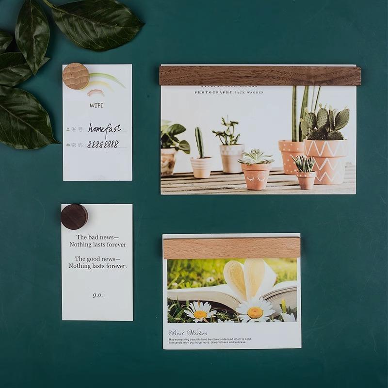 Magnetic refrigerator magnet message board magnetic decoration solid wood simple creative Japanese handmade literary home