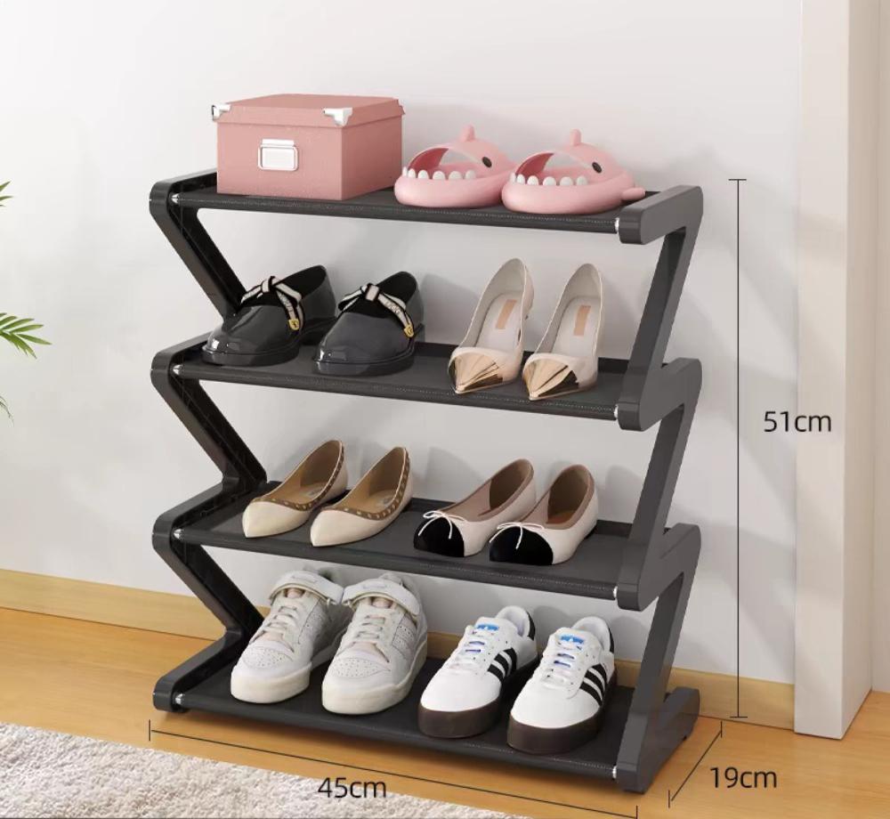 4-Tier Pink Z-Shaped Shoe Rack - Floor-Mounted Storage Rack for Living Room Bedroom EntrywayShoe RackShoe Storage Organizer чёрный 21280₽