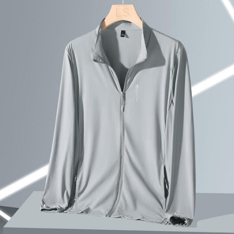 Men Summer Stand Up Ice Silk Sun Protection Clothing Thin Style Quick Drying Large Size