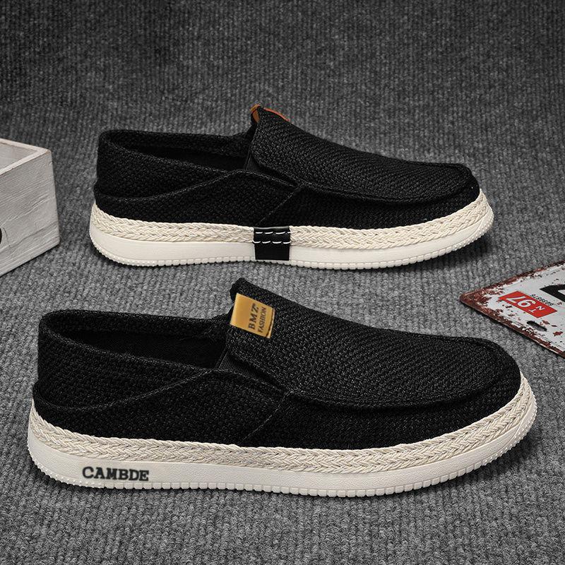 Tênis Masculino de Lona Slip-On Respirável - Tênis Casuais Confortáveis de Malha de Seda de Gelo para Primavera e Outono