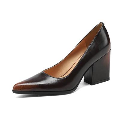 Krazing Pot Camurça de Pele de Vaca Bico Fino Tamanho 41 Salto Alto Grosso Slip-on Lady do Escritório Vintage Outono Sapatos de Salto