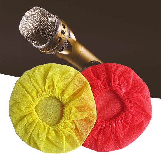 100Pcs Microphone Cover Anti-slip Karaoke Non-woven Disposable Windscreen Handheld Cap Pad for Recording