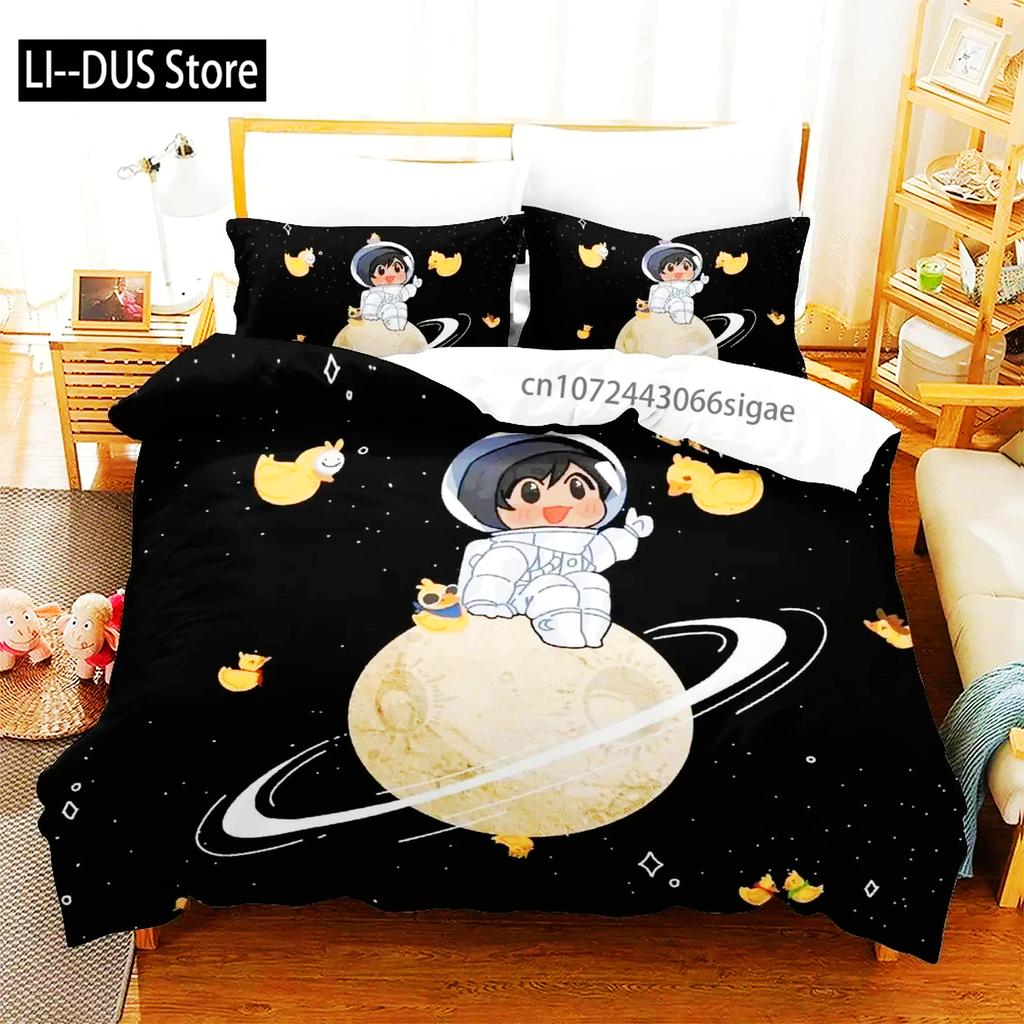 Anime Quackity Duck Bedding Set Boys Girls Twin Queen Size Duvet Cover Pillowcase Bed Boys Adult Fashion Home Textileextile