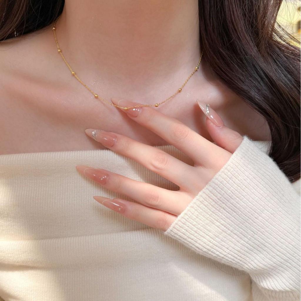 18K Gold & Sterling Silver Round Bead Choker Necklace