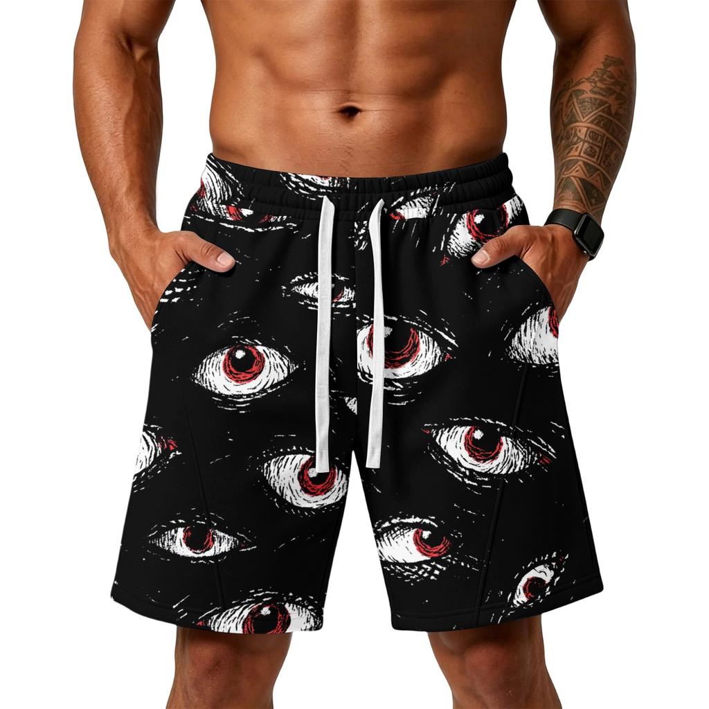 Men's Halloween Loose Fit Shorts with Pockets Drawstring Waistband Athletic Printed Shorts for Casual Sportswear