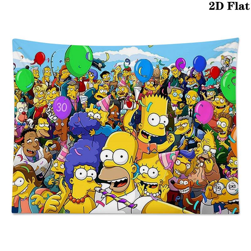 Cartoon The Simpsons Wall Tapestry Aesthetic Wall Hanging Printed Fabric Blanket Decorative Tapestries for Bedroom Living Room Home Decor