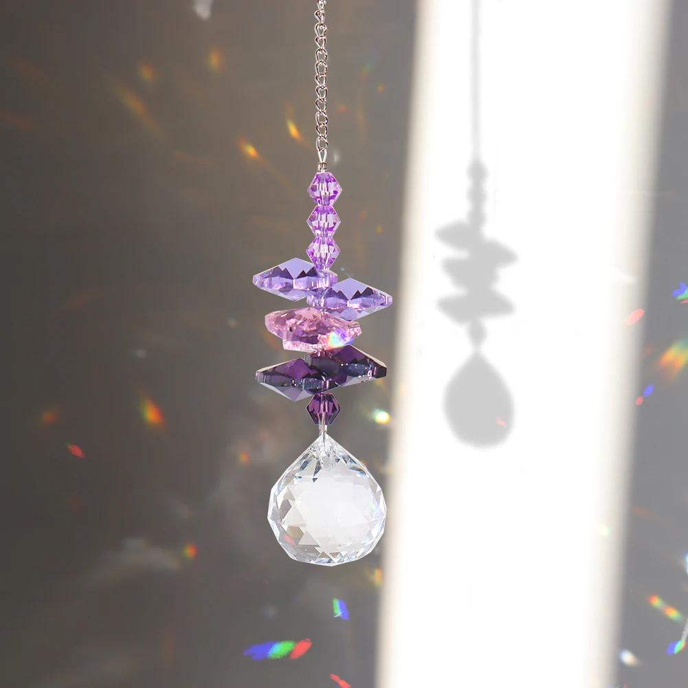 Crystal Windchimes Sun Catcher Star Moon Hexagon Prisms Hanging Pendant Wind Chime Sun Light Catcher Garden Window Home Decor