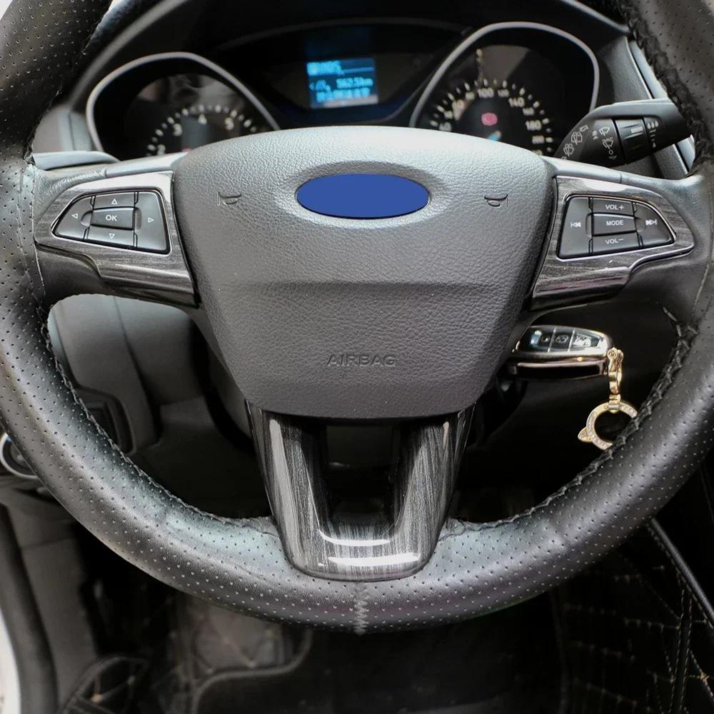 For Ford Focus 3 MK3 2015 2016 2017 2018 Steering Wheel Panel Decoration Sticker Cover Trim Protector Interior Accessories