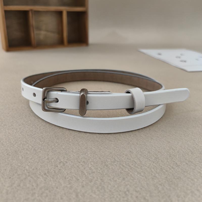 Genuine Leather Slim Belt Women With Alloy Pin Closure For Fashionable Daily Use