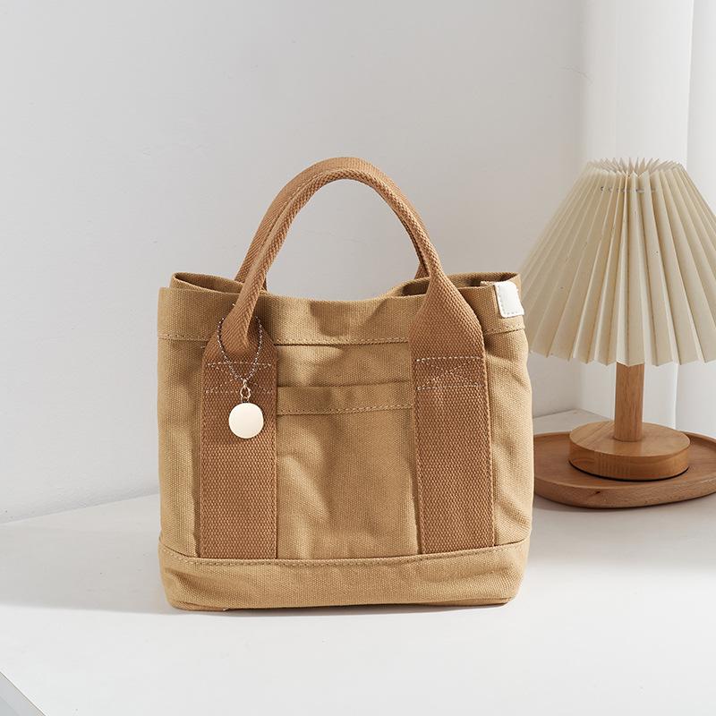 

Новая простая сумка, универсальная, большой вместимости, холщовая сумка для поездок на работу, сумка для бенто, женская сумка коричневый