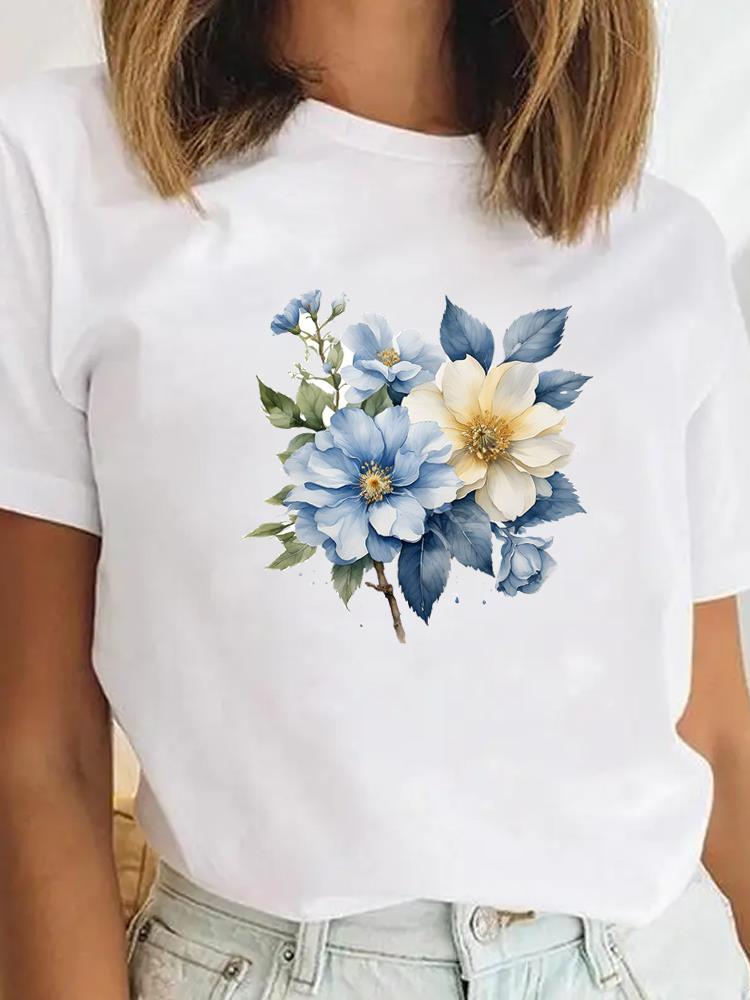 Tee Sweet Trend Flower Cute Clothes Clothing for Unisex Female Casual Top Short SleeveGraphic Tees Playeras De mujeres
