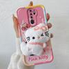 KEYSION Cute 3D Cartoon Plush Case for OPPO A9 2020 with Lanyard Soft Silicone Shockproof Phone Cover for OPPO A5 A9 2020