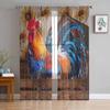 Rooster Sunflower Farm Window Tulle Curtains for Living Room Bedroom Hotel Luxury Decoration Sheer Curtains