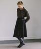 Awi Pleated Wool Check Skirt_Black