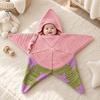 Cozy Wool Yarn Sleep Bag Star Knit Baby Sack, Christmas Newborn Swaddle with Hood, Cute Photo Outfit Soft Romper for 0-3 Months, Holiday Elastic Wrap