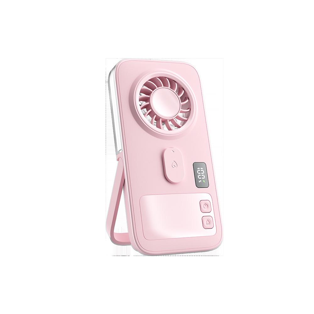 

2026 Portable USB Spray Fan: Compact Handheld with Digital Display and Outdoor Hydrating Feature English Color Box + Bilingual Manual розовый
