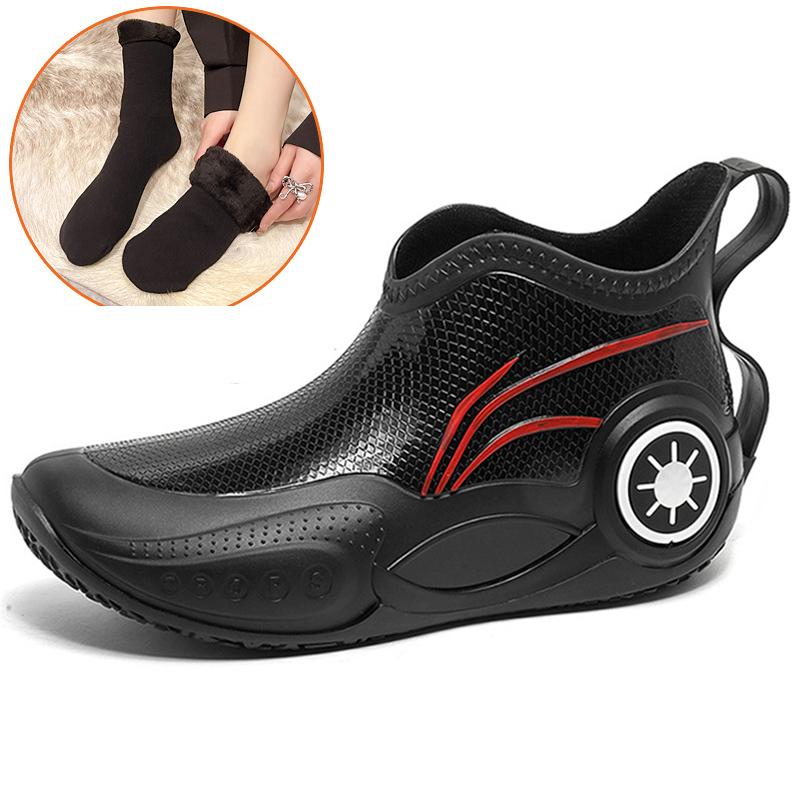 Men's Outdoor Short Tube Fishing Rain Boots Fashion Non-slip Waterproof Rain Boots Indoor Kitchen Work Rain Boots Car Wash Boots