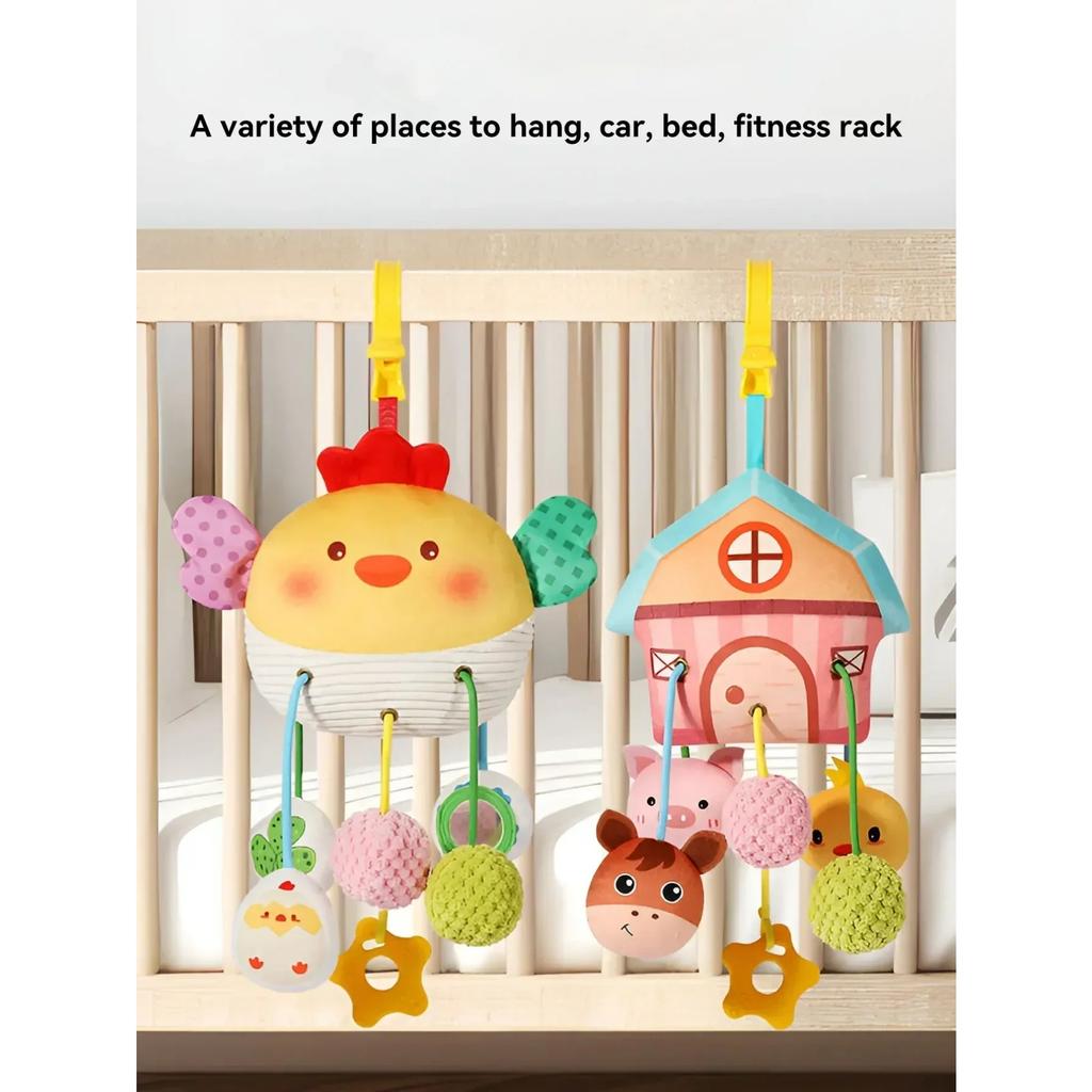 New Baby Bed Hanging Drawstring Toy Newborn Baby Stroller Toy Cute Animal Educational Toys Hand Grip Plush Bebe Fun Bedtime Toys