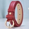 Womens Genuine Leather Thin Belt With Alloy Buckle Minimalist Adjustable Waist Jeans Skirts Dress
