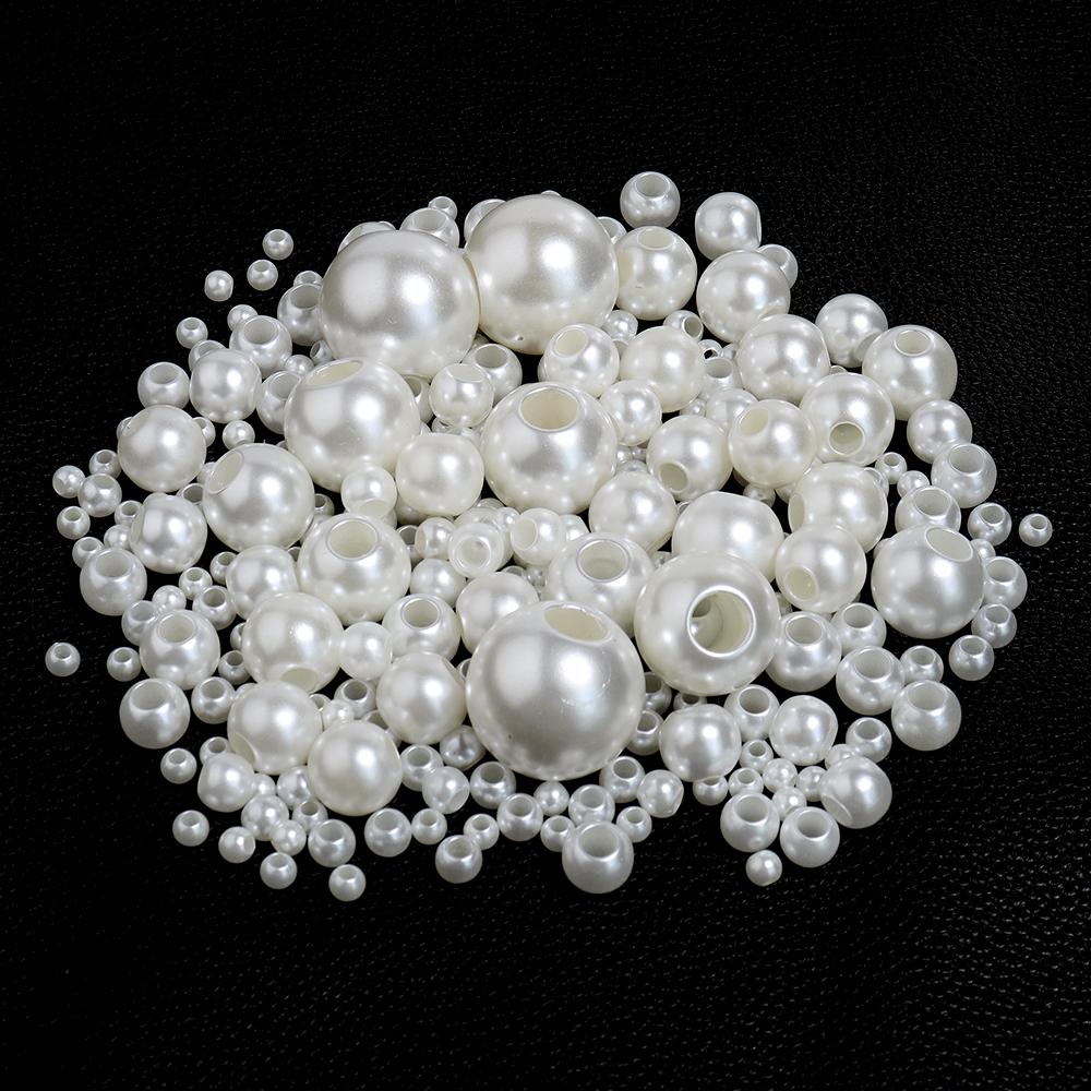 5-300pcs/Lot 6-30mm ABS Imitation Pearl Beads For Jewelry Making Big Hole Acrylic Spacer Beads Diy Bracelet Necklace Wholesale